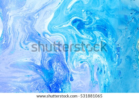 Blur marbling blue-violet texture. Creative background with abstract oil painted waves, handmade surface. Liquid paint. Royalty-Free Stock Photo #531881065