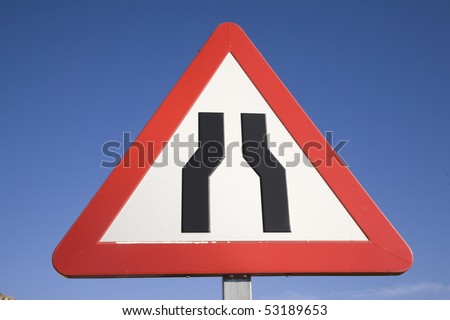 Road Narrowing Sign