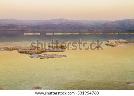 Beautiful photo coast of the Dead Sea , Israel . Bokeh .