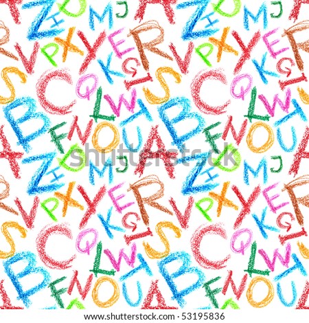 Seamless pattern - Crayon alphabet over white background