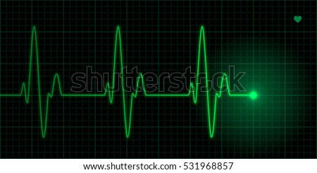 Green heart pulse illustration on black background, electrocardiogram  Royalty-Free Stock Photo #531968857
