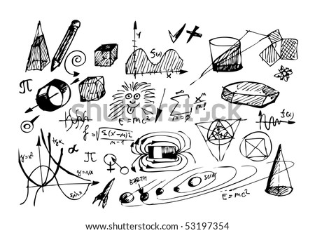 math hand drawn symbols set