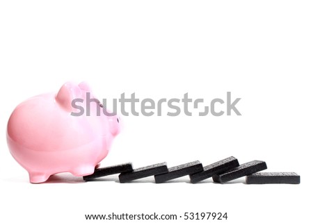 Piggy bank with dominoes