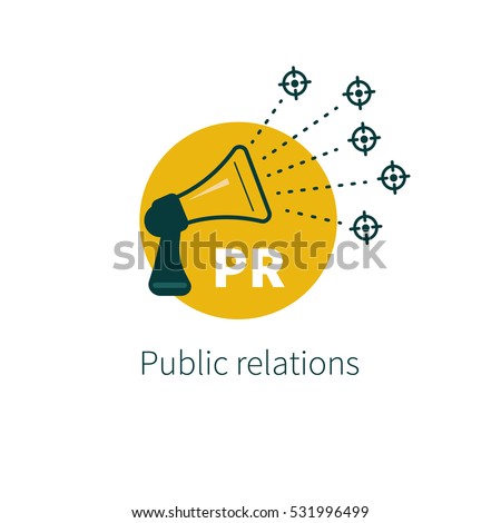 Public relations. Vector megaphone. Target audience. Logo communications Icon PR. Royalty-Free Stock Photo #531996499