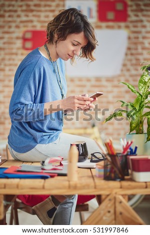 Woman Working at modern home office