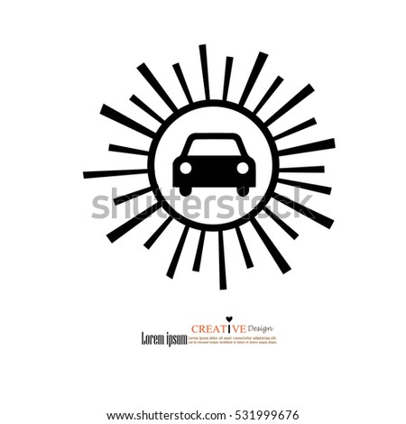 Car icon.car icon with sun ray background.Vector illustration.eps10.