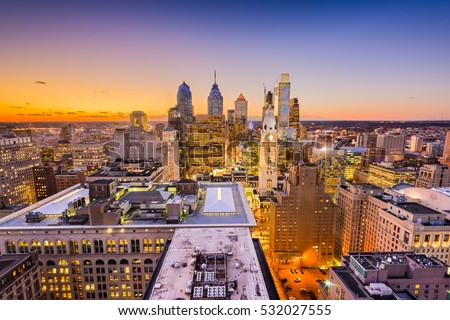 Philadelphia, Pennyslvania, USA downtown city skyline.