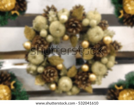 Blurred golden Christmas wreath decoration