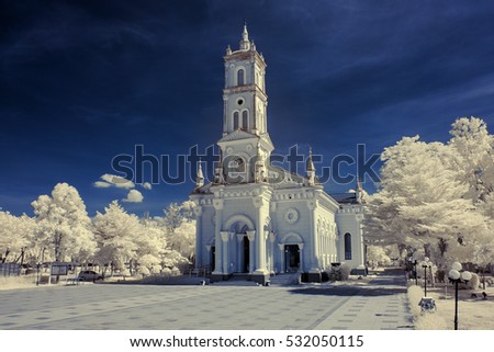 infrared picture church ayuthaya Thailand