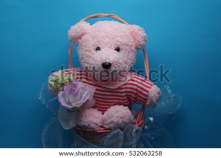 Teddy Bear toy alone with blue