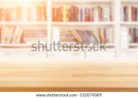 Wooden empty on  bookshelf  background.