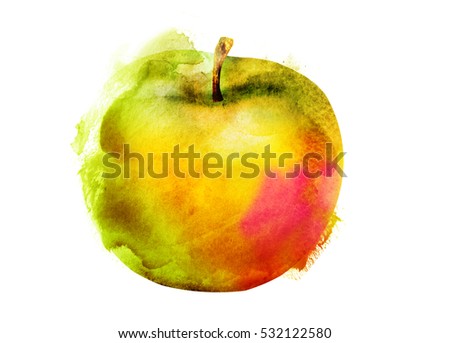 Watercolor apple on a white background