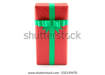 Red gift box on white background.