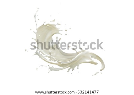 Milk drops and splashes isolated on white background.  Royalty-Free Stock Photo #532141477