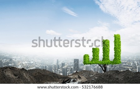 Market growth and success as growing green tree in shape of graph