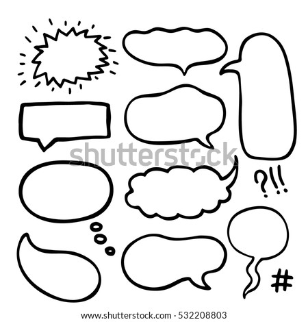 Set of Hand Drawn Comics Style Speech Bubbles