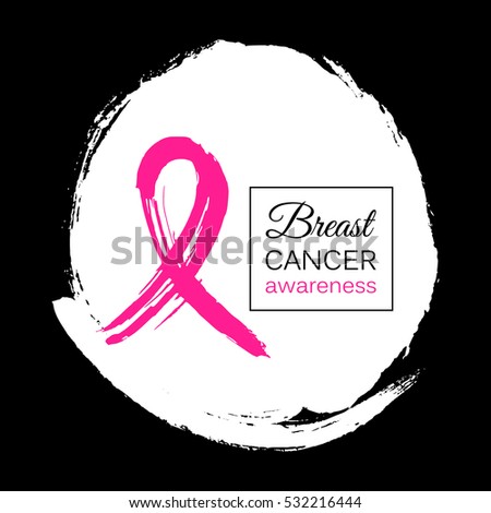 Hand drawn ribbon to World Breast Cancer Awareness month.
Medical sign on the brush background.