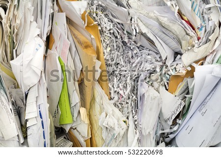 background of paper textures piled ready to recycle Royalty-Free Stock Photo #532220698