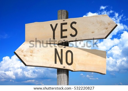 Yes, no - wooden signpost Royalty-Free Stock Photo #532220827