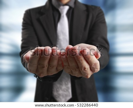 Man offer the hand and holding