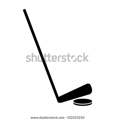 hockey game stick and puck pictogram