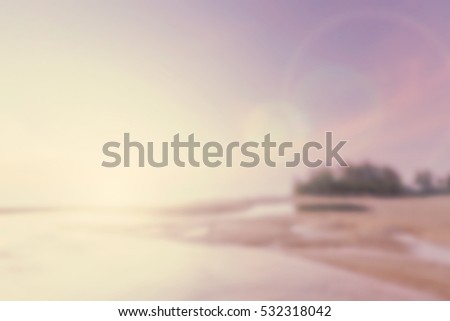 Abstract Blurred nature scene backdrop concept for happy new year 2018, empty text theme, holy spirit, The art of defocus ocean asia sea dying soft pastel color used for montage fresh clean sky beach.