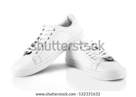 White sneakers isolated on white background with clipping path