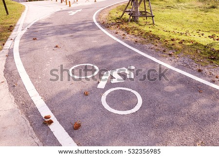 Bicycle sign path on the road.