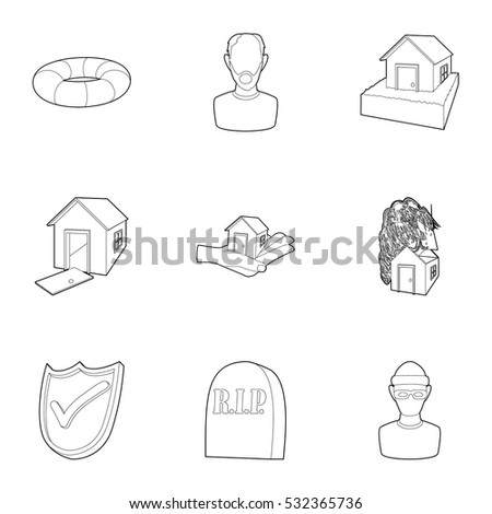Emergency icons set. Outline illustration of 9 emergency vector icons for web