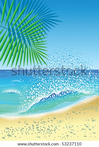 Summer background with the sea, waves, sky and beach