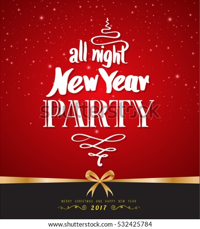 All night New Year Party design poster template. Vector illustration.