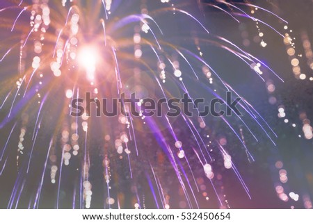 Background with fireworks for New Year and space for text 
