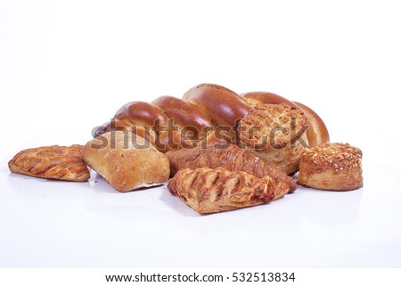 Delicious bakery bread croissant food photo in white background studio.
