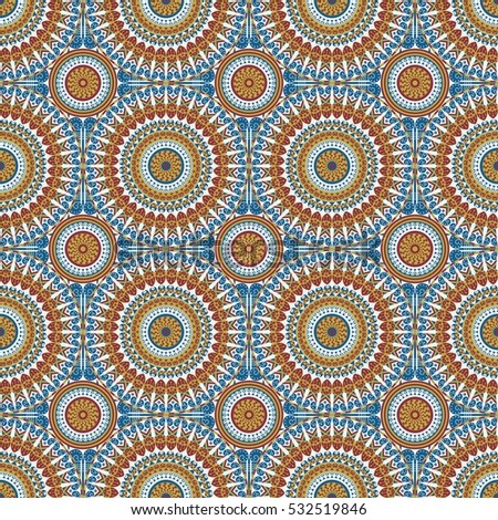 Vector seamless pattern. Colorful ethnic ornament. Arabesque style
