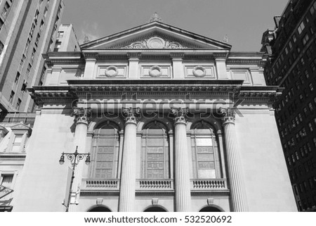 New York City, United States - Second Church of Christ, Scientist. Black and white photo.