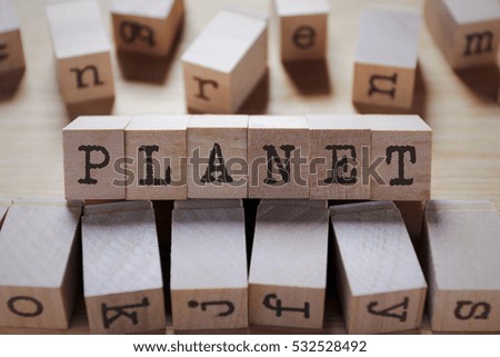 Planet Word In Wooden Cube