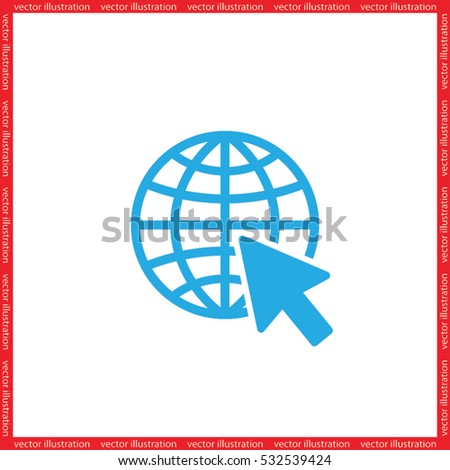 Globe and arrow icon vector illustration eps10. Isolated badge for website or app 