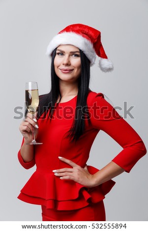 Christmas woman in red dress
