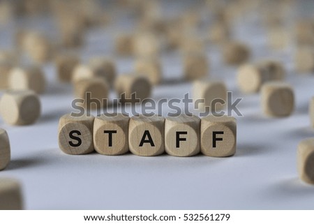 staff - cube with letters, sign with wooden cubes