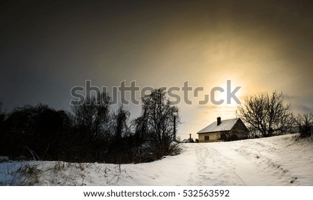 winter sunset landscape 