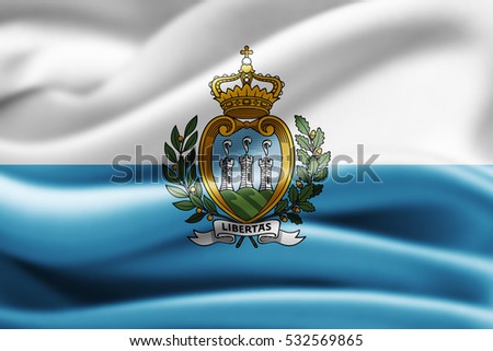 San Marino flag of silk-3D illustration 