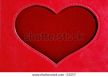 Red leather heart shaped picture frame