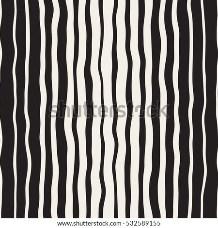 Wavy Ripple Hand Drawn Gradient Lines. Abstract Geometric Background Design. Vector Seamless Black and White Pattern.