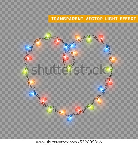 Christmas decorative garland in the shape of a heart love symbol. Holiday decor realistic design. vector illustration