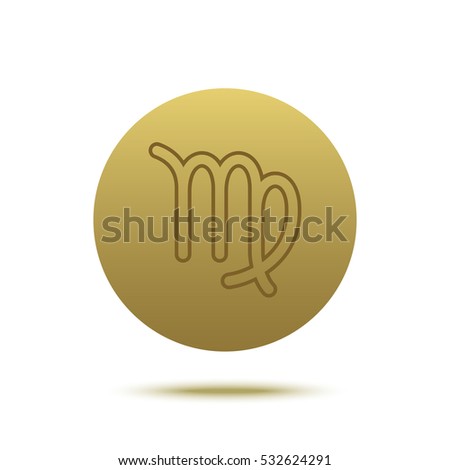 Virgo golden icon. Astrology symbol vector illustration. Golden zodiac sign. Isolated on a white background. Horoscope predicts your destiny.