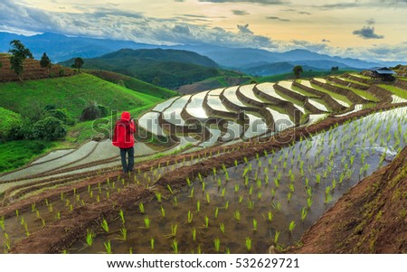 The photographer was standing on rice terraces.