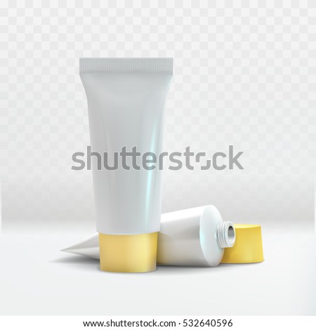Vector Cream tube 3d composition on white checkered background vector illustration for presentation Cream