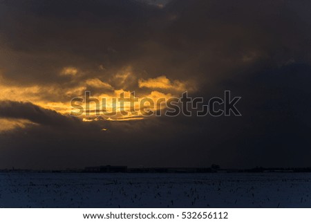 stunning winter sunset fast floating clouds 