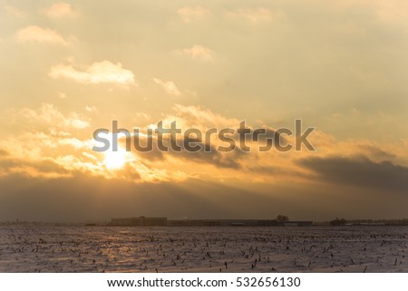 stunning winter sunset fast floating clouds 
