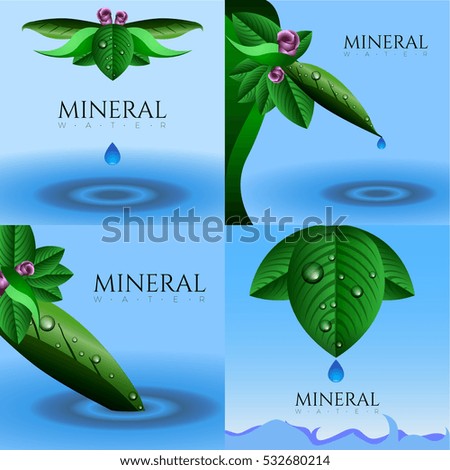 Set of mineral water graphic designs, Vector illustration